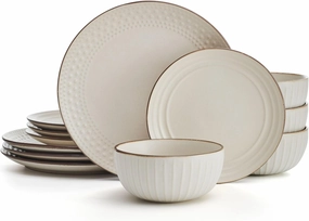 Pfaltzgraff Janelle 12 Piece Dinnerware Set, Service for 4, Cream