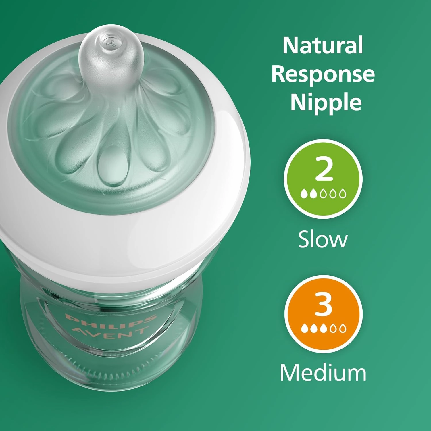 Philips Avent Natural Newborn Glass Gift Set, Baby Bottles with Natural Response Nipples, 3X 4oz (Slow Flow, Flow 2) and 2X 8oz (Medium Flow, Flow 3), 2X Silicone Sleeves, SCD858/01