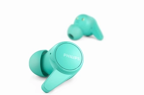 PHILIPS T1207 True Wireless Headphones with Up to 18 Hours Playtime and IPX4 Water Resistance, Teal