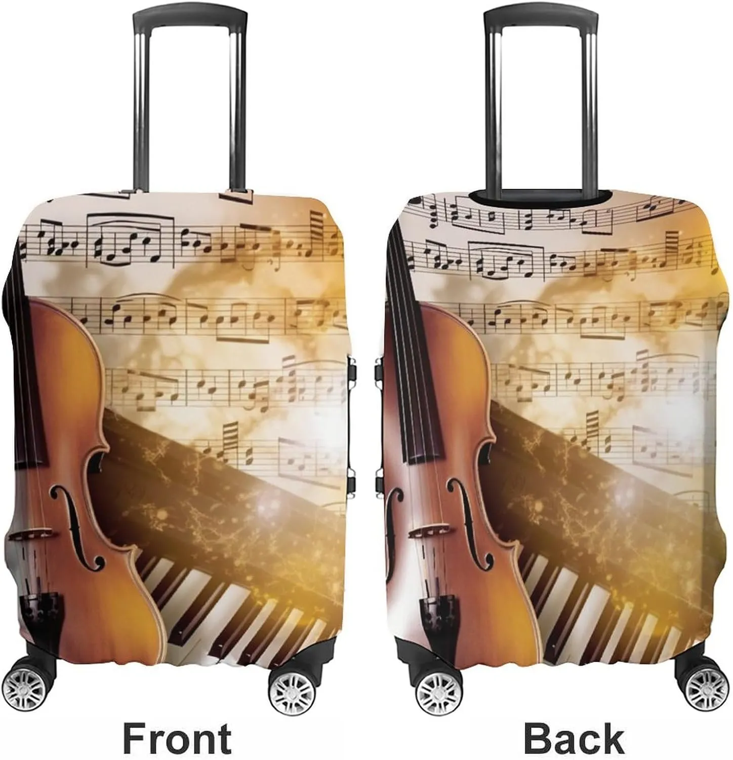 Piano Violin Music Notes Luggage Cover Simple And Generous Suitcase Dust Cover Washable, Scratch Resistant for 19-32 Inch Suitcase S