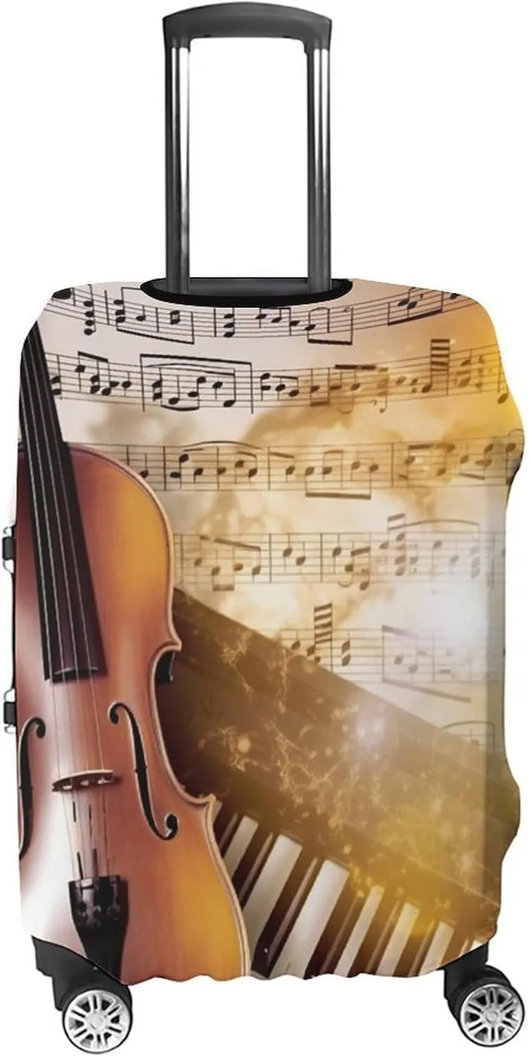 Piano Violin Music Notes Luggage Cover Simple And Generous Suitcase Dust Cover Washable, Scratch Resistant for 19-32 Inch Suitcase S
