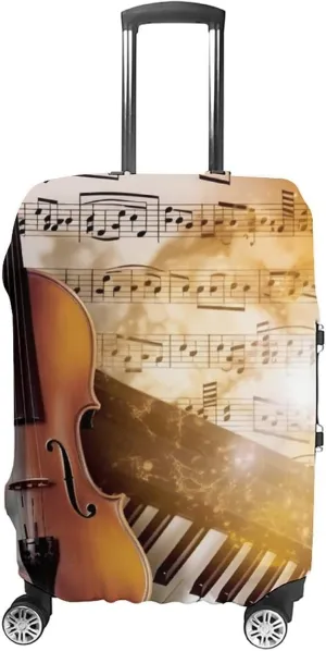 Piano Violin Music Notes Luggage Cover Simple And Generous Suitcase Dust Cover Washable, Scratch Resistant for 19-32 Inch Suitcase S