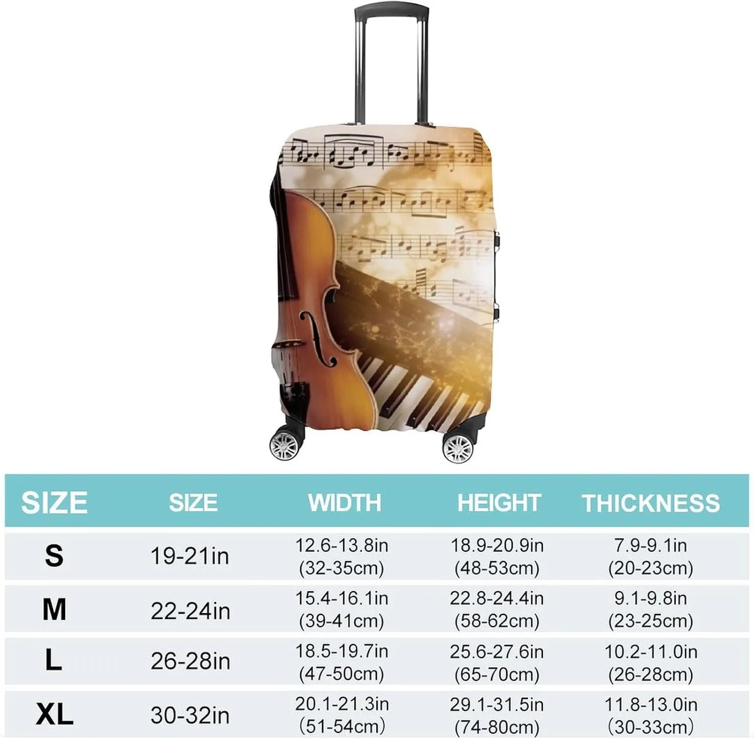Piano Violin Music Notes Luggage Cover Simple And Generous Suitcase Dust Cover Washable, Scratch Resistant for 19-32 Inch Suitcase S