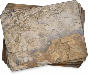 Pimpernel Earth Slate Placemats - Set of 4 Faux Slate Table Mats with Cork Backing - Decorative Dining Table Protectors, Textured Finish for Surface Protection Serving & Contemporary Table Settings