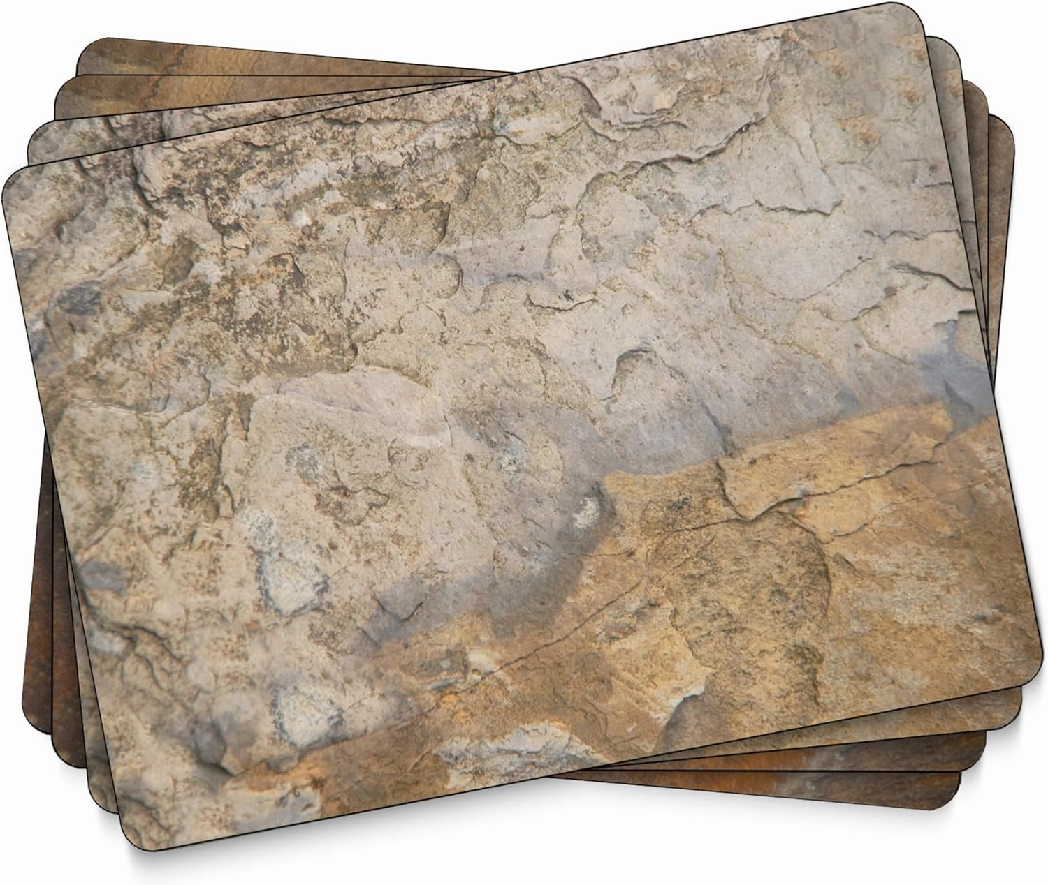 Pimpernel Earth Slate Placemats - Set of 4 Faux Slate Table Mats with Cork Backing - Decorative Dining Table Protectors, Textured Finish for Surface Protection Serving & Contemporary Table Settings