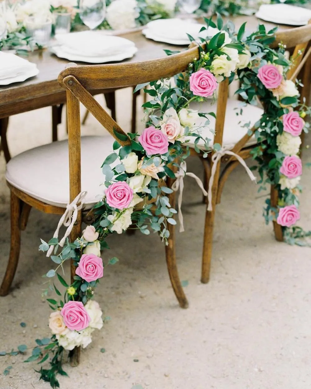 Pink Roses with Crystal 50PCS Artificial Roses with Stems2.95 Realistic Fake Roses Pink Foam Flowers for DIY Craft Corsage Wedding Bridal Shower Centerpieces Table Decor (Pink)