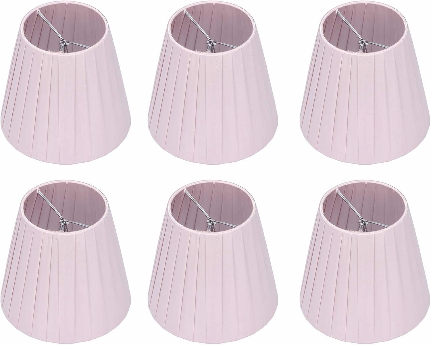 Pink Chandelier Lamp Shades set of 6, Cloth Lamp Shades for Table Lamps Floor Lamps Wall Lamp Clip On Bell Cover Shades Modern Simple Decoration for A, B, C, F, P bulbs