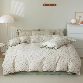 Pink Floral Duvet Cover Queen Coquette Bedding Set Queen Vintage Aesthetic Flower Cute Girls Duvet Cover Set with 2 Green Bowknot Pillow Shams Soft Cotton Shabby Chic Cream Comforter Cover