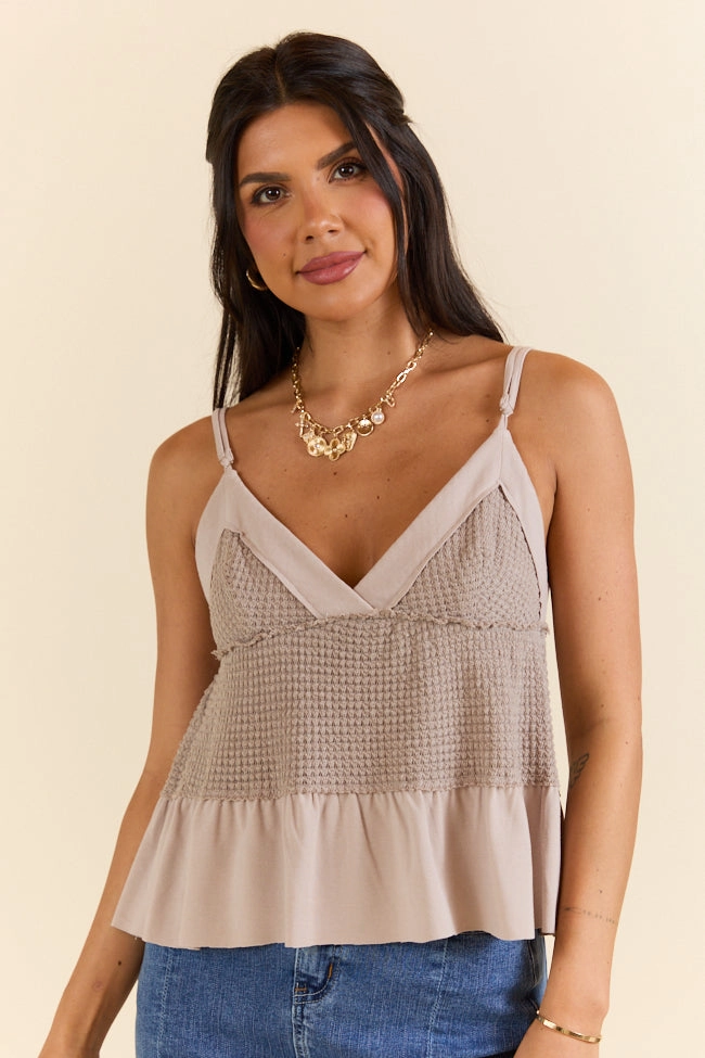 Plain and Simple Tan Knit Tank