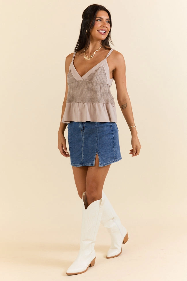Plain and Simple Tan Knit Tank