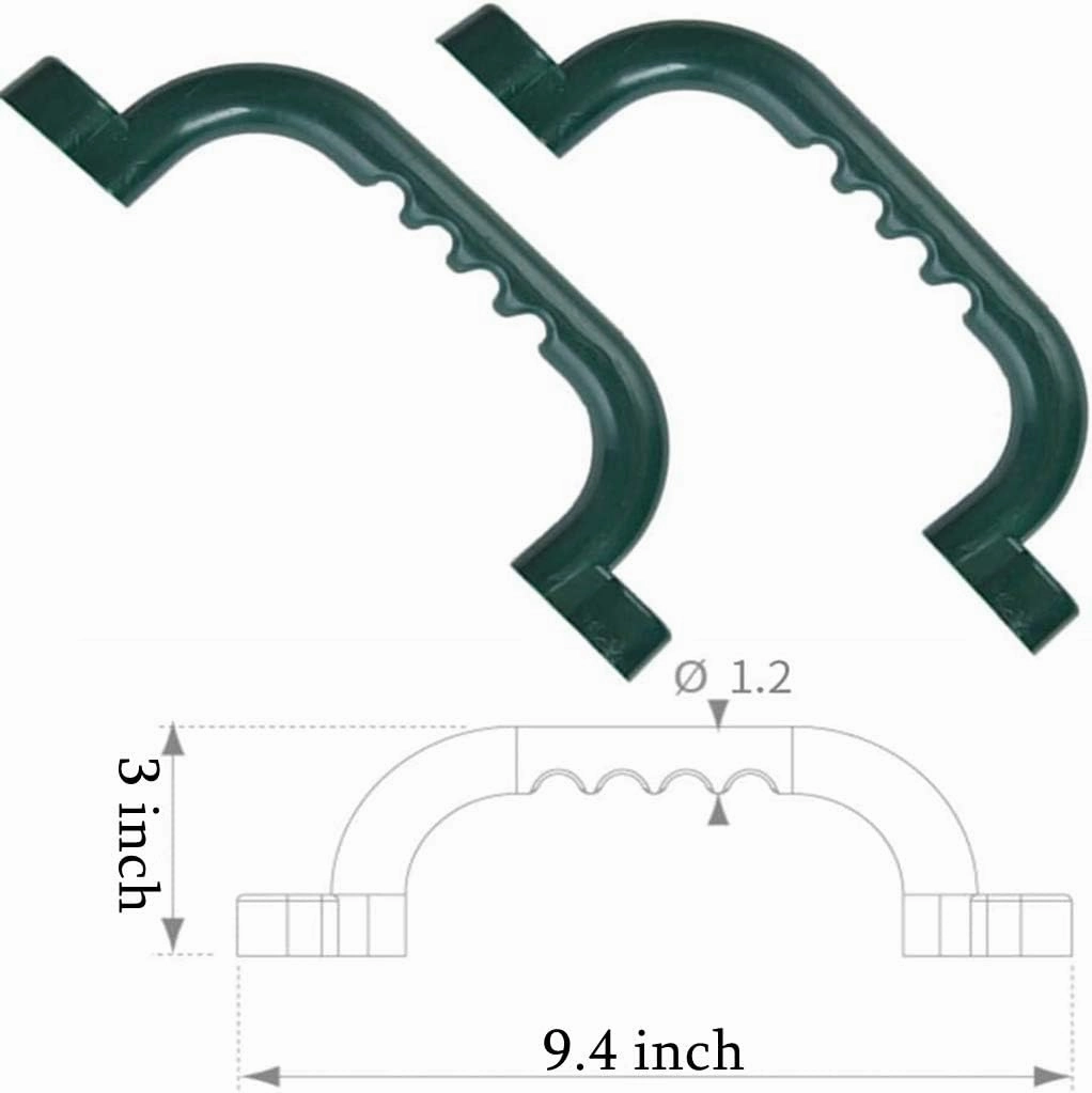 Playground Safety Handles Set, Set of 4 Swing Set Kids Safety Hand Grips for Playset Play House, Grab Handle Bars for Kids Outdoor Jungle Gym, Climbing Frame (Dark Green)
