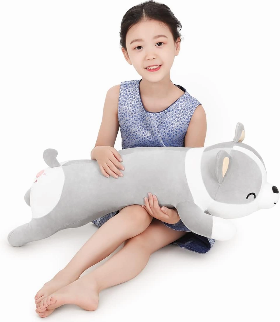 Plush Long Corgi Toy Cute Soft Stuffed Animal Corgi Doll Kids Plush Toy Pillow Gift for Kids and Girls(Gray, 80cm/31.4in)