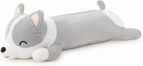 Plush Long Corgi Toy Cute Soft Stuffed Animal Corgi Doll Kids Plush Toy Pillow Gift for Kids and Girls(Gray, 80cm/31.4in)