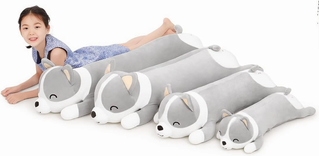 Plush Long Corgi Toy Cute Soft Stuffed Animal Corgi Doll Kids Plush Toy Pillow Gift for Kids and Girls(Gray, 80cm/31.4in)