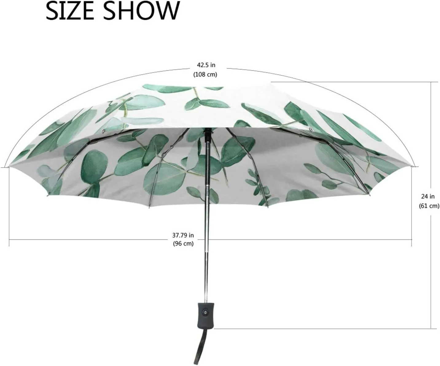Poeticcity Automatic Folding Umbrella, Auto Open/Close 3 Folds Parasol, Compact Windproof Strong Umbrellas for Travel Sun & Rain