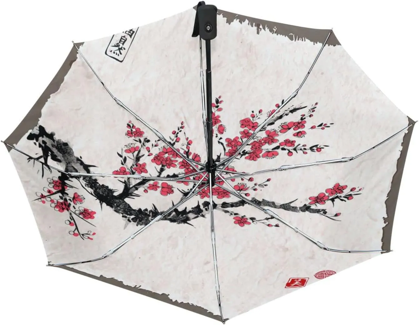 Poeticcity Automatic Folding UPF 50  Anti-UV Rain Umbrella, Auto Open/Close 3 Folds Sun Parasol Canopy Windproof Compact Travel Umbrella