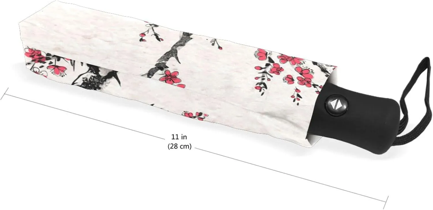 Poeticcity Automatic Folding UPF 50  Anti-UV Rain Umbrella, Auto Open/Close 3 Folds Sun Parasol Canopy Windproof Compact Travel Umbrella