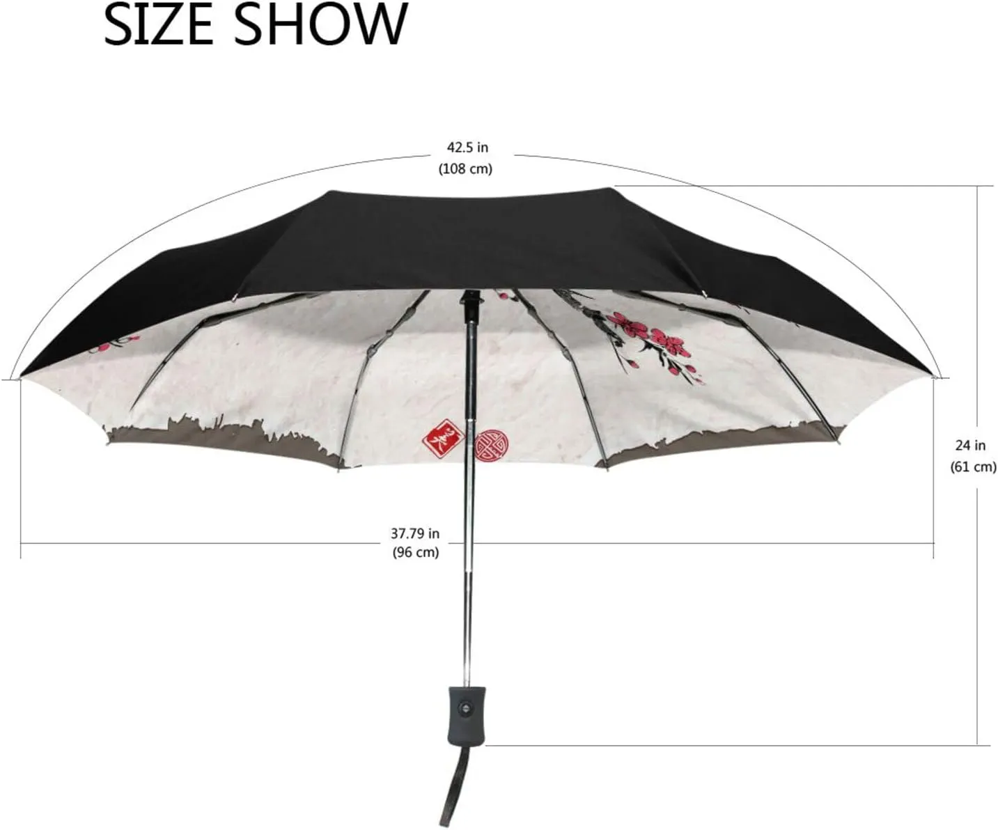 Poeticcity Automatic Folding UPF 50  Anti-UV Rain Umbrella, Auto Open/Close 3 Folds Sun Parasol Canopy Windproof Compact Travel Umbrella