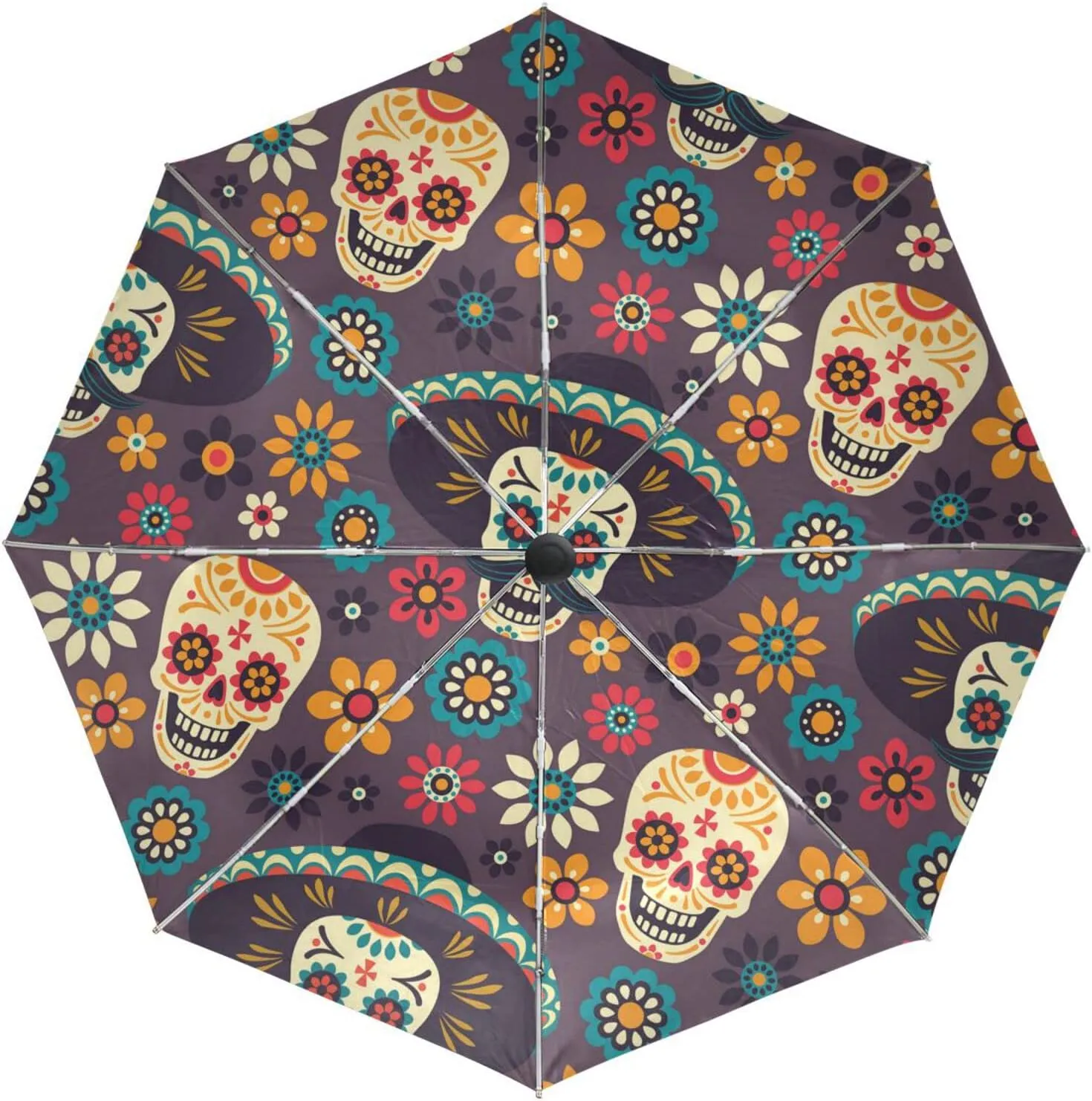 Poeticcity Automatic Folding UPF 50  Anti-UV Rain Umbrella, Auto Open/Close 3 Folds Sun Parasol Canopy Windproof Compact Travel Umbrella