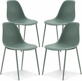POLY & BARK Isla Modern Kitchen Chairs Set of 4 - Plastic Dining Chair with Metal Legs - Quick Assembly Simple Cafe Chairs Plastic for Indoor or Outdoor - Pistachio Green