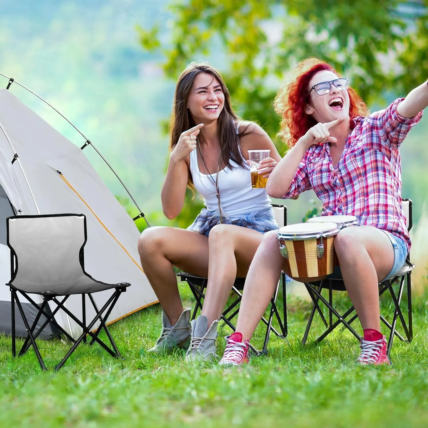 Portable Camping Chairs Black Lightweight Folding Chair for Camping, Beach, Picnic, Travel and Sports with Carry Bag 20810-1