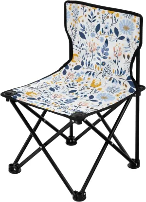 Portable Camping Chairs Flowers Floral Blue Lightweight Folding Chair for Camping, Beach, Picnic, Travel and Sports with Carry Bag 20852745