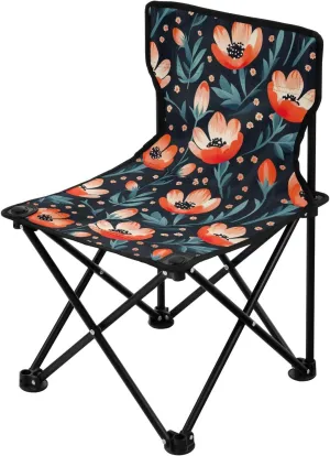 Portable Camping Chairs Flowers Floral Red Lightweight Folding Chair for Camping, Beach, Picnic, Travel and Sports with Carry Bag 20850575