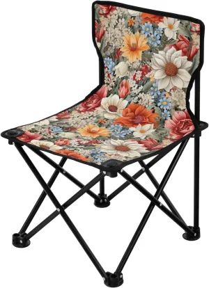 Portable Camping Chairs Flowers Floral Vintage Lightweight Folding Chair for Camping, Beach, Picnic, Travel and Sports with Carry Bag 20851604