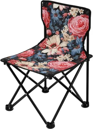 Portable Camping Chairs Flowers Floral Vintage Lightweight Folding Chair for Camping, Beach, Picnic, Travel and Sports with Carry Bag 20851622