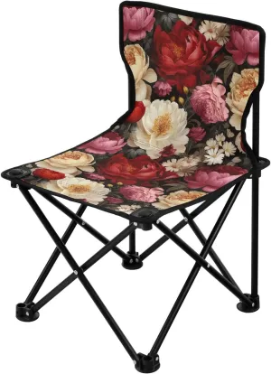 Portable Camping Chairs Flowers Floral Vintage Lightweight Folding Chair for Camping, Beach, Picnic, Travel and Sports with Carry Bag 20851626