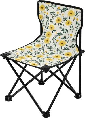 Portable Camping Chairs Flowers Floral Yellow Lightweight Folding Chair for Camping, Beach, Picnic, Travel and Sports with Carry Bag 20849920