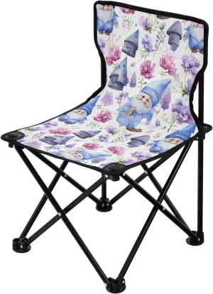 Portable Camping Chairs Gnome Dwarfs Flowers Floral Lightweight Folding Chair for Camping, Beach, Picnic, Travel and Sports with Carry Bag 20852900