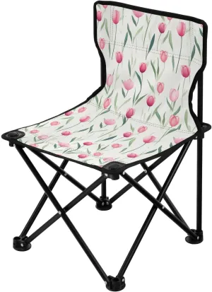 Portable Camping Chairs Pink Flowers Tulip Lightweight Folding Chair for Camping, Beach, Picnic, Travel and Sports with Carry Bag 20857399
