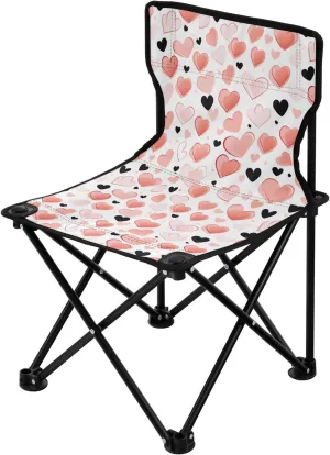Portable Camping Chairs Valentine's Day Heart Pink Lightweight Folding Chair for Camping, Beach, Picnic, Travel and Sports with Carry Bag 20851090
