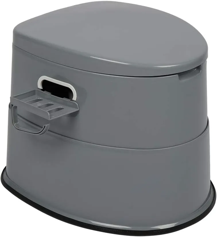 Portable Toilet with Non-slip Mat,Portable Toilet | Indoor Outdoor Commode w/Detachable Inner Bucket & Removable Paper Holder, Lightweight & Compact for Camping, Boat, Van, Emergency Use (Grey)