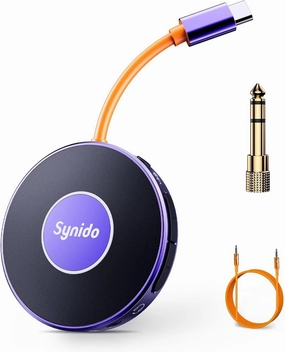 Portable Audio Interface for Live 24-bit 48 kHz Streaming while Charging, Comes with Cable USB With 1/4'' Adapter for Electric Guitar Recording Interface for iPhone, iPad, Android, Mac and PC