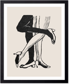 Poster Master Women in High Heels Poster - Retro Fashion Print - Woman Art - Girly Art - Sketch Art - Abstract Art - Line Art - Chic Boho Art - Great Girls Bedroom Wall Decor, 11x14 Black Framed