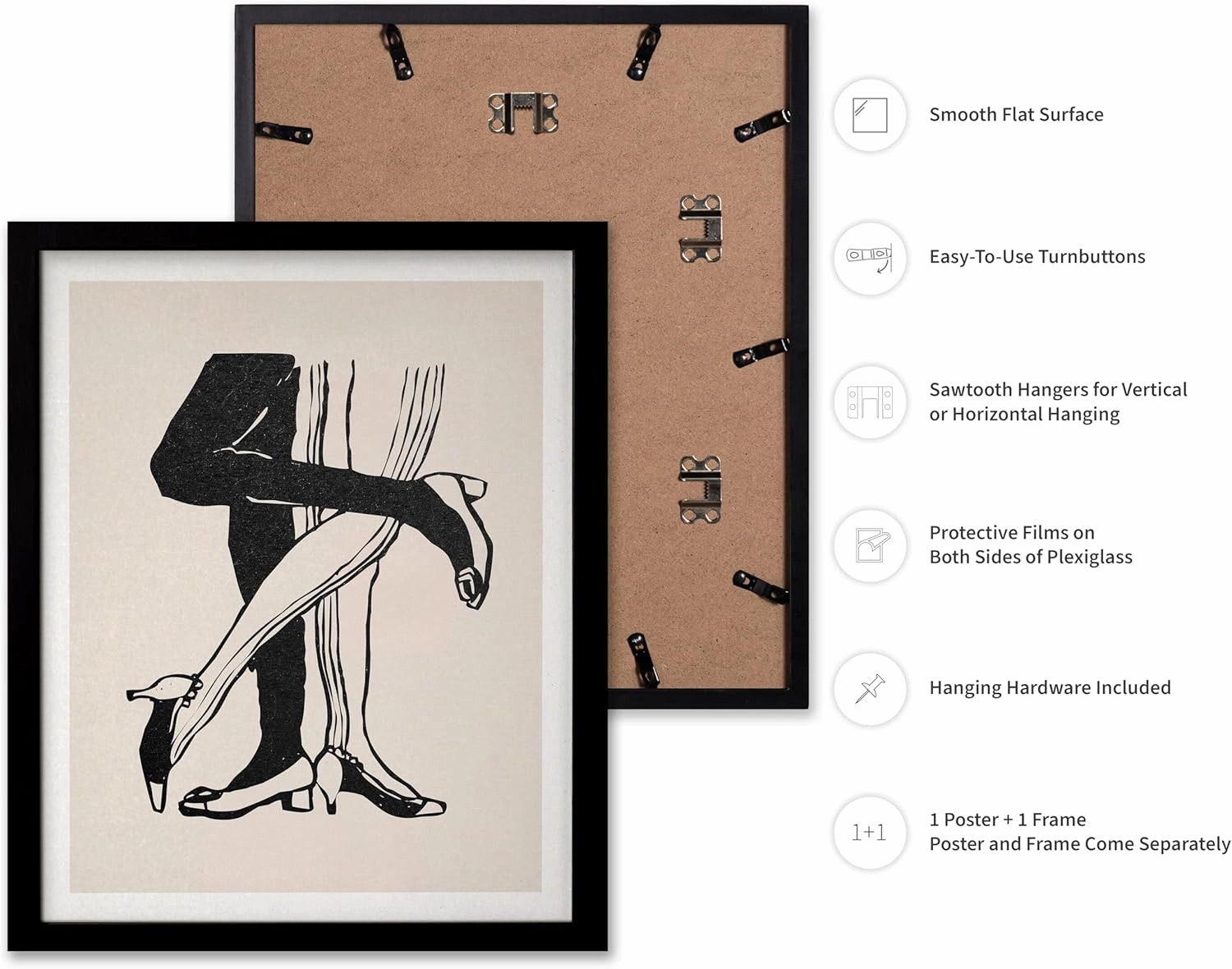 Poster Master Women in High Heels Poster - Retro Fashion Print - Woman Art - Girly Art - Sketch Art - Abstract Art - Line Art - Chic Boho Art - Great Girls Bedroom Wall Decor, 11x14 Black Framed