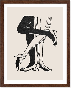 Poster Master Women in High Heels Poster - Retro Fashion Print - Woman Art - Girly Art - Sketch Art - Abstract Art - Line Art - Chic Boho Art - Great Girls Bedroom Wall Decor, 11x14 Brown Framed