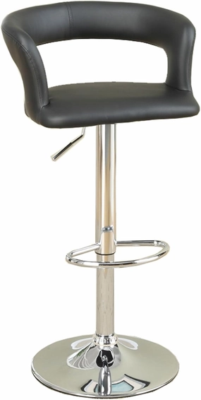 Poundex 2 Piece PU Wide Back Barstool Set Bar Stool, Black