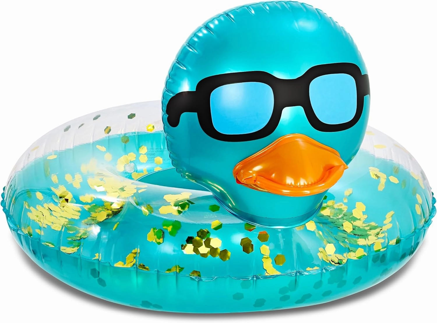 POZA Inflatable Duck Pool Float Tube- Heavy Duty Vinyl UV Resistant Confetti Pool Duck Floatie, Animal Pool Float Swim Ring Pool Inflatables for Kids and Adults for Beach, Party, Vacation