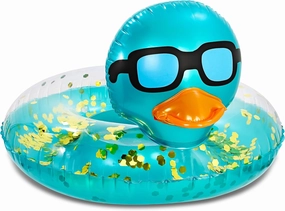 POZA Inflatable Duck Pool Float Tube- Heavy Duty Vinyl UV Resistant Confetti Pool Duck Floatie, Animal Pool Float Swim Ring Pool Inflatables for Kids and Adults for Beach, Party, Vacation