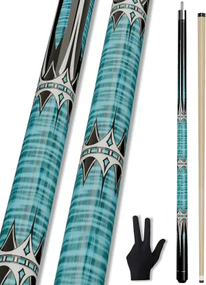 Premium Billiard Cue Pool Sticks, 58 Inch Professional Canadian Maple Wood Pool Cue Stick, 13mm Leather Tip Pool Cue with Glove
