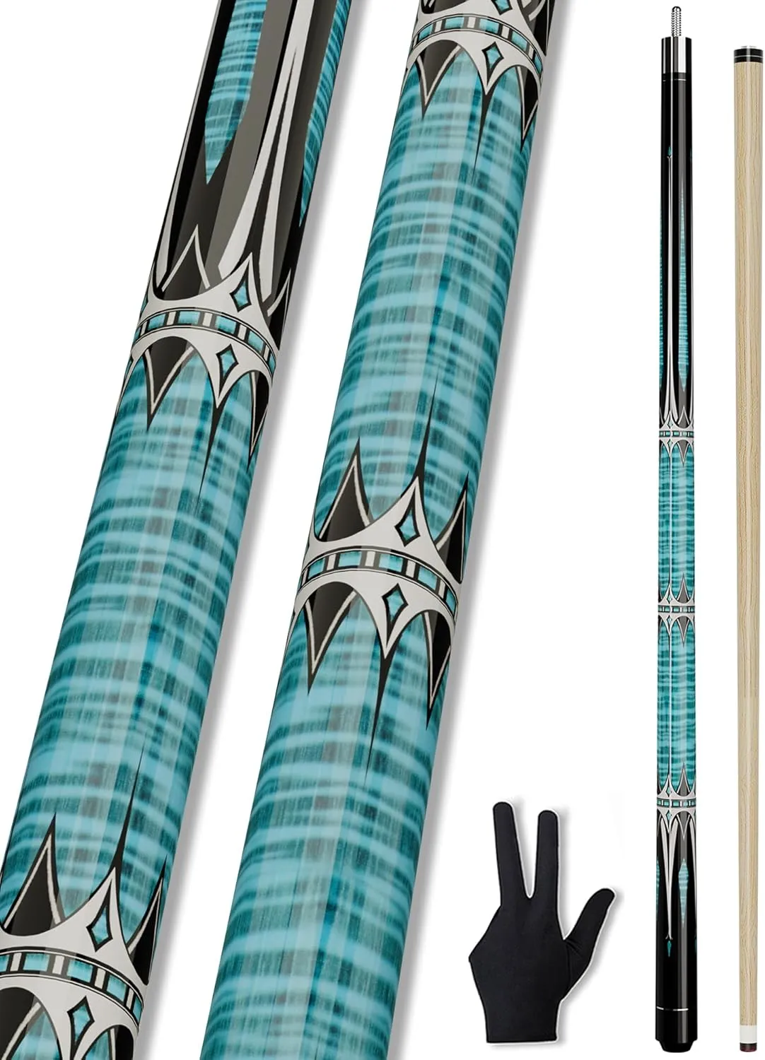 Premium Billiard Cue Pool Sticks, 58 Inch Professional Canadian Maple Wood Pool Cue Stick, 13mm Leather Tip Pool Cue with Glove