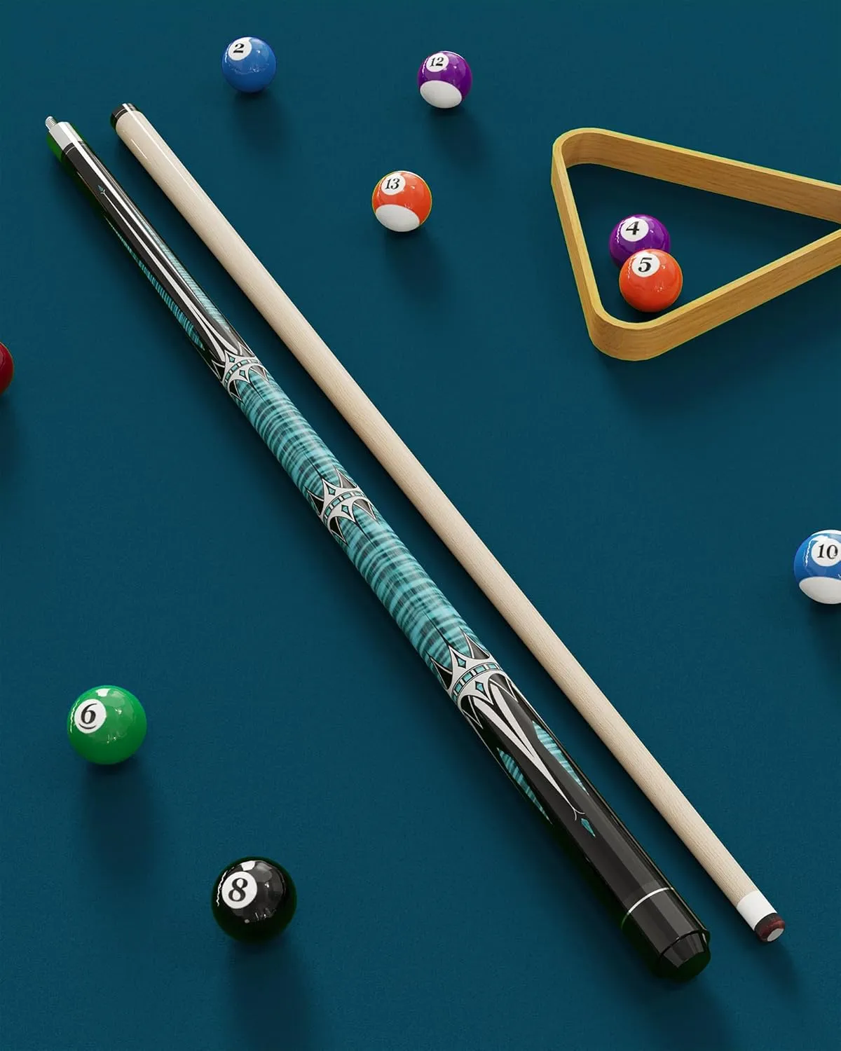 Premium Billiard Cue Pool Sticks, 58 Inch Professional Canadian Maple Wood Pool Cue Stick, 13mm Leather Tip Pool Cue with Glove