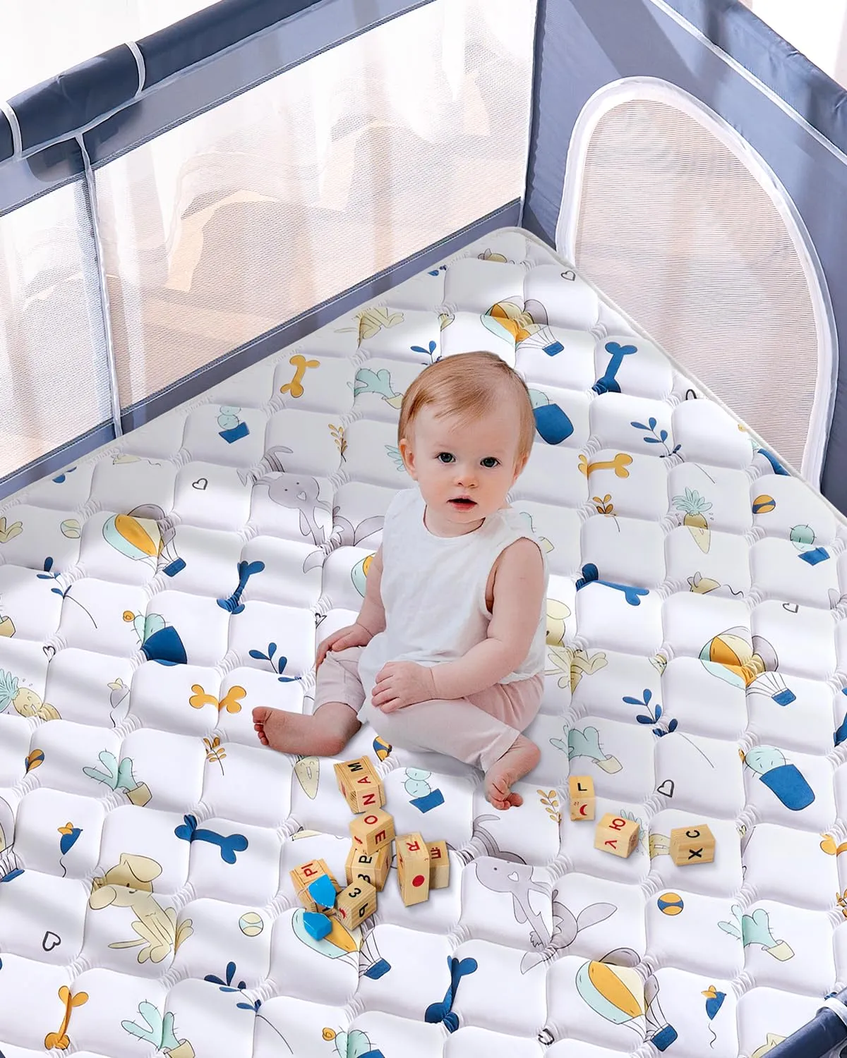 Premium Foam Baby Play Mat 50" X 50", Thicken One-Piece Crawling Mat, Non-Slip Cushioned Baby Playmats for Infants, Babies, Toddlers, Foldable and Machine Washable