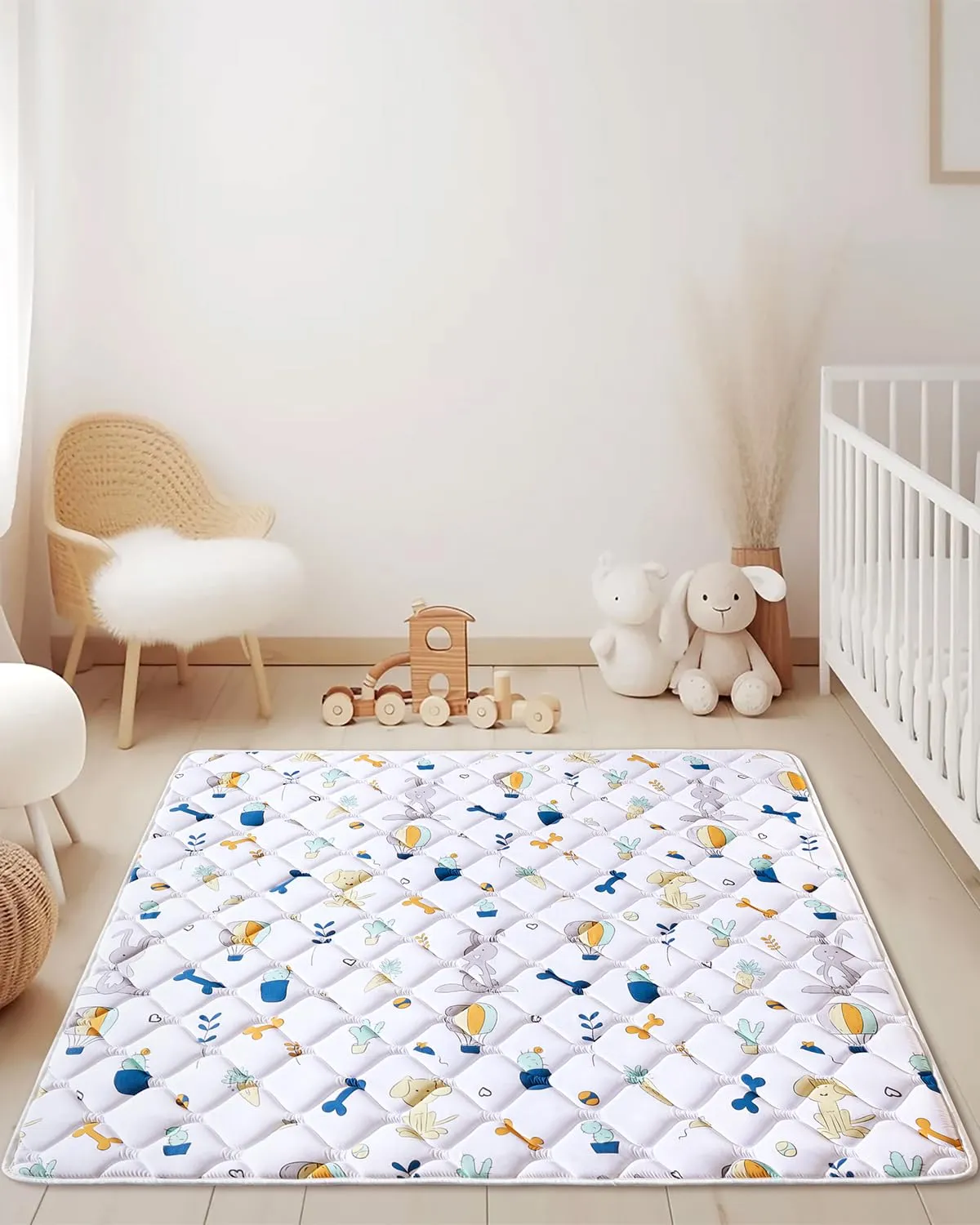 Premium Foam Baby Play Mat 50" X 50", Thicken One-Piece Crawling Mat, Non-Slip Cushioned Baby Playmats for Infants, Babies, Toddlers, Foldable and Machine Washable
