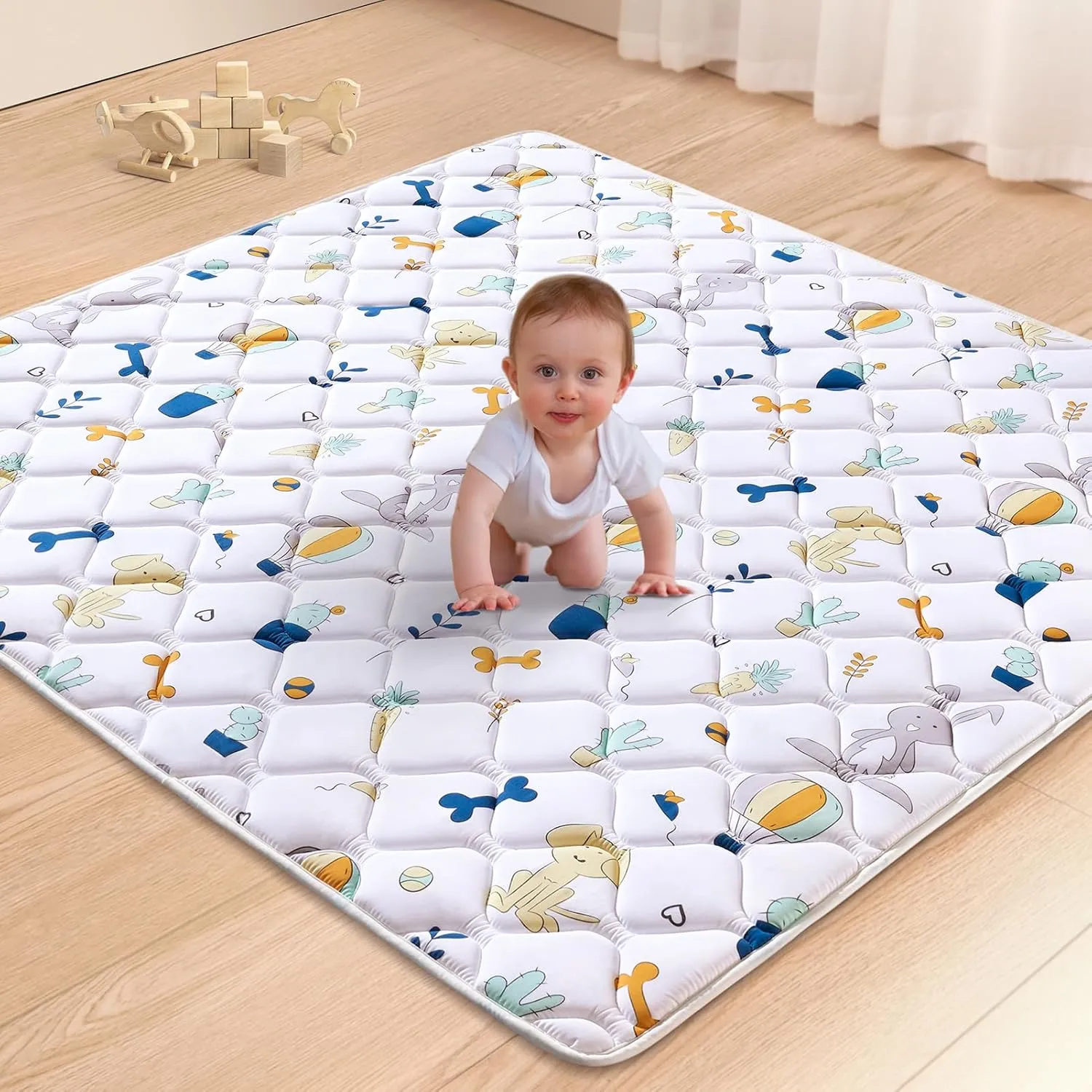 Premium Foam Baby Play Mat 50" X 50", Thicken One-Piece Crawling Mat, Non-Slip Cushioned Baby Playmats for Infants, Babies, Toddlers, Foldable and Machine Washable