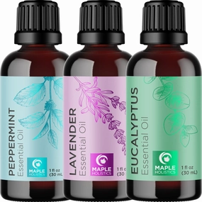 Premium Hair Oils for Hair and Skin - Pure Peppermint Lavender and Eucalyptus Oils for Hair and Skin Care - Hair Treatment Oils Set with Eucalyptus Lavender Peppermint Essential Oil 1 Fl Oz Each