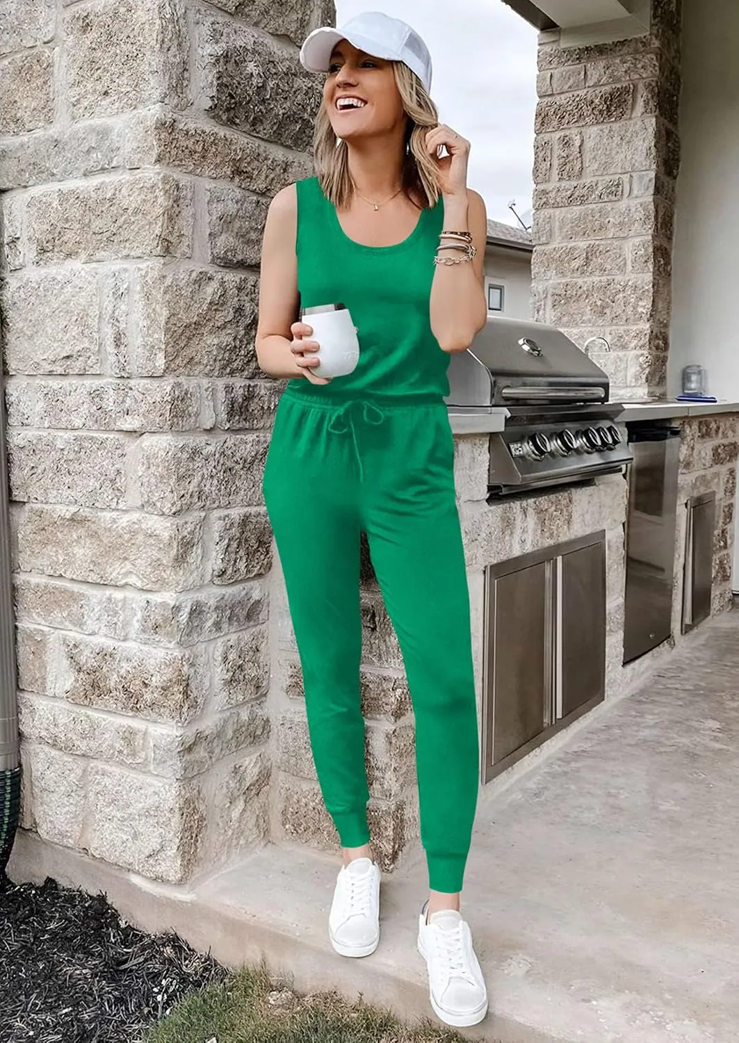 PRETTYGARDEN Women's Two Piece Outfit Sets Casual Summer Sleeveless Crewneck Tops and Sweatpants Active Tracksuit Lounge Wear